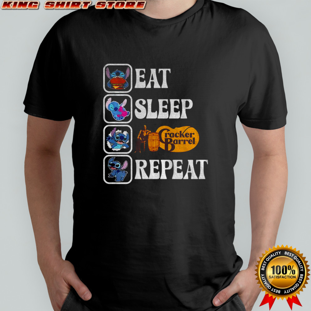 Stitch eat sleep Cracker Barrel repeat shirt