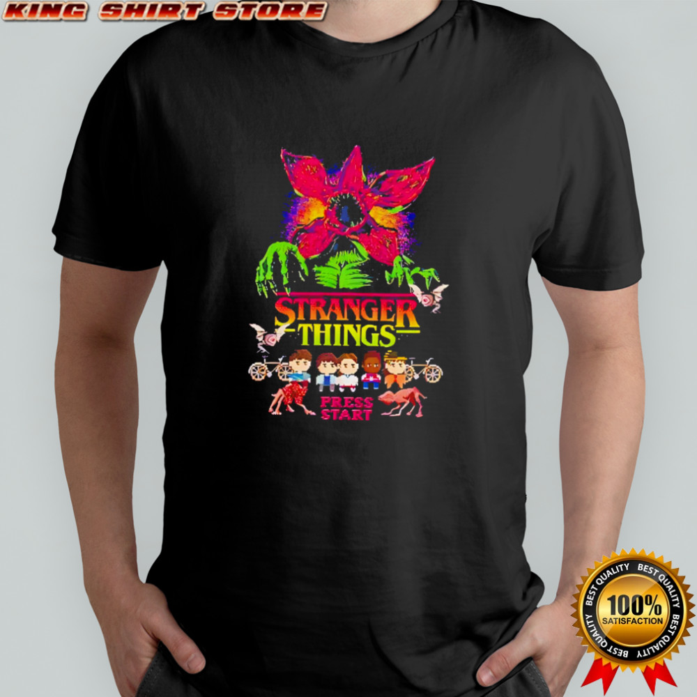 Stranger Things Press Start cartoon shirt