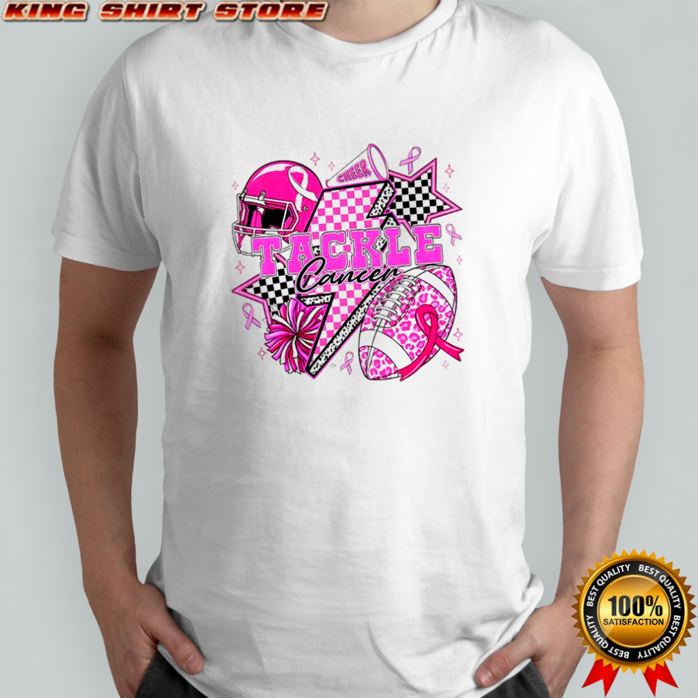 Tackle Cancer Pink Football Cheer Breast Cancer Awareness shirt