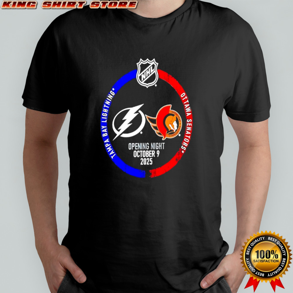 Tampa Bay Lightning vs Ottawa Senators 2025 NHL opening night shirt