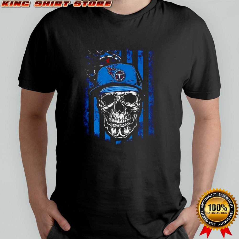 Tennessee Titans NFL Skull American Flag Footaball Lover T-Shirt Tennessee Titans NFL Skull American Flag Footaball Lover T-Shirt