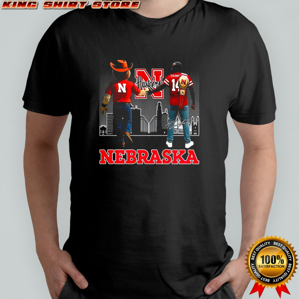 Terence Crawford and Herbie Husker Nebraska Cornhuskers football skyline signature shirt Terence Crawford and Herbie Husker Nebraska Cornhuskers football skyline signature shirt