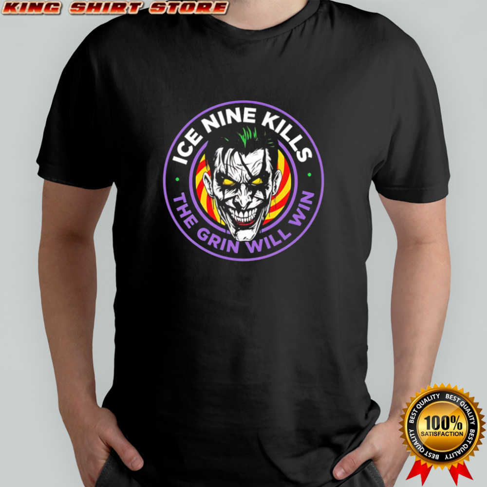 The Laugh Track Joker Face Horror The Grin Will Win Big Logo T-shirts