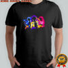 Three Powerful Girls Silhouette Pop Art Neon Glow Action Pose Graphic shirt