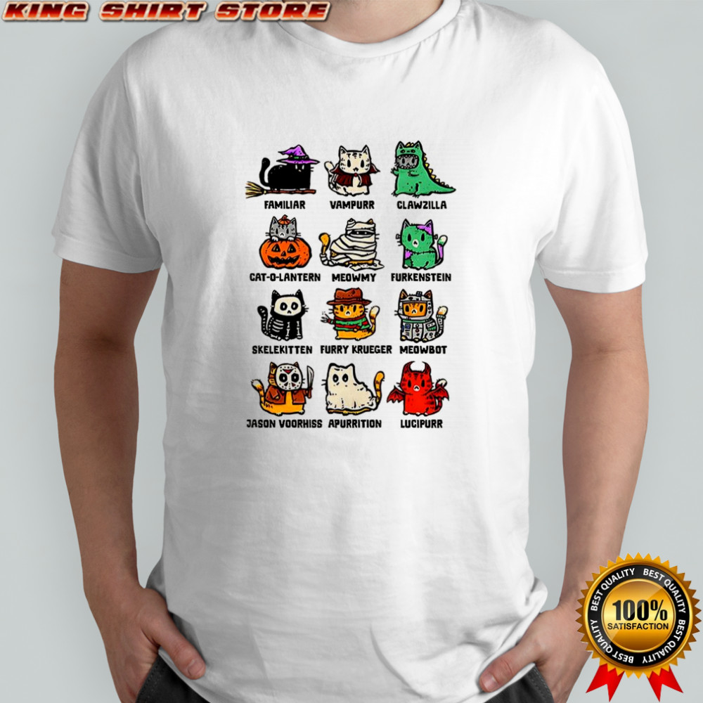 Trick or treat kitten dressed as Halloween characters shirt