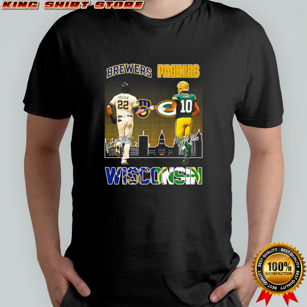 Yelich and Love Wisconsin skyline shirt