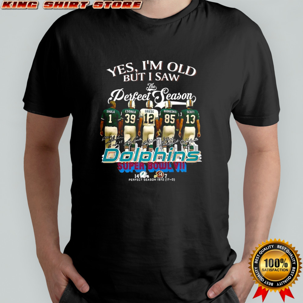Yes I’m old but I saw the perfect season 1972 Miami Dolphins football signature shirt