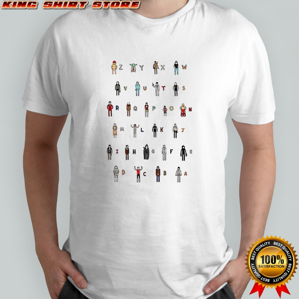 Z A movie characters alphabet shirt