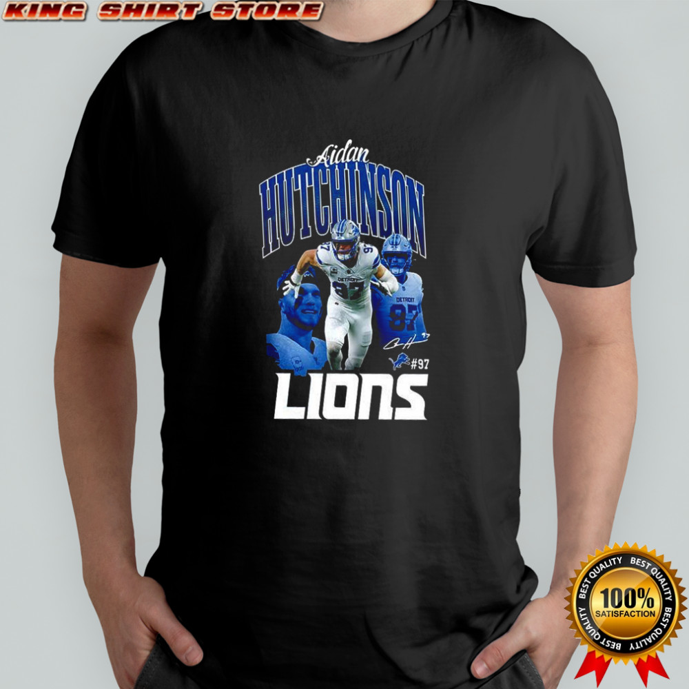 Aidan Hutchinson Detroit Lions football graphic number 97 signature shirt