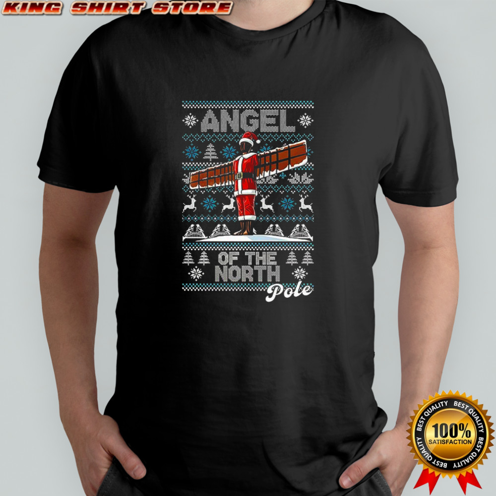 Angel of the north pole wooden statue ugly Christmas shirt