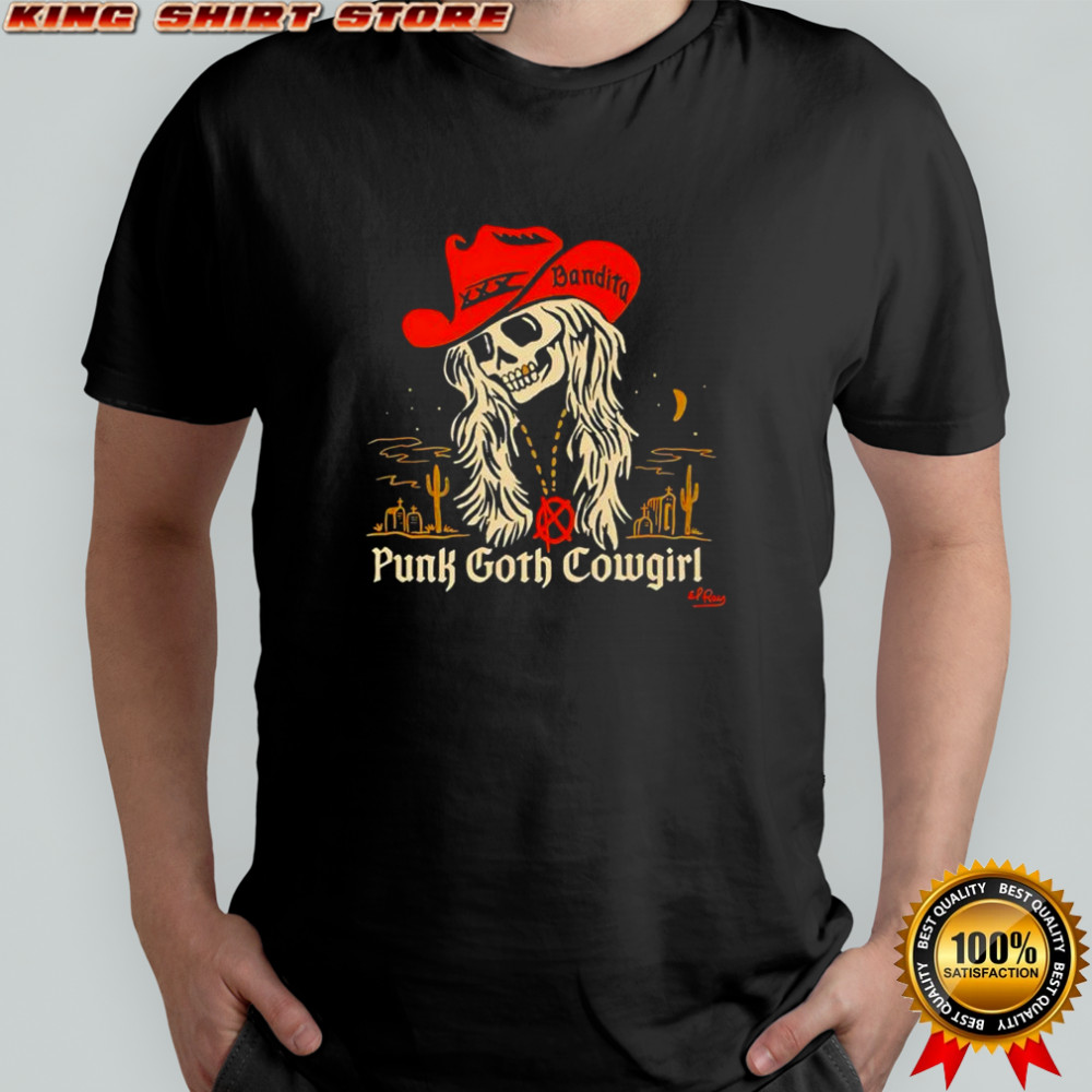 Bandita Punk Goth Cowgirl skeleton graphic shirt
