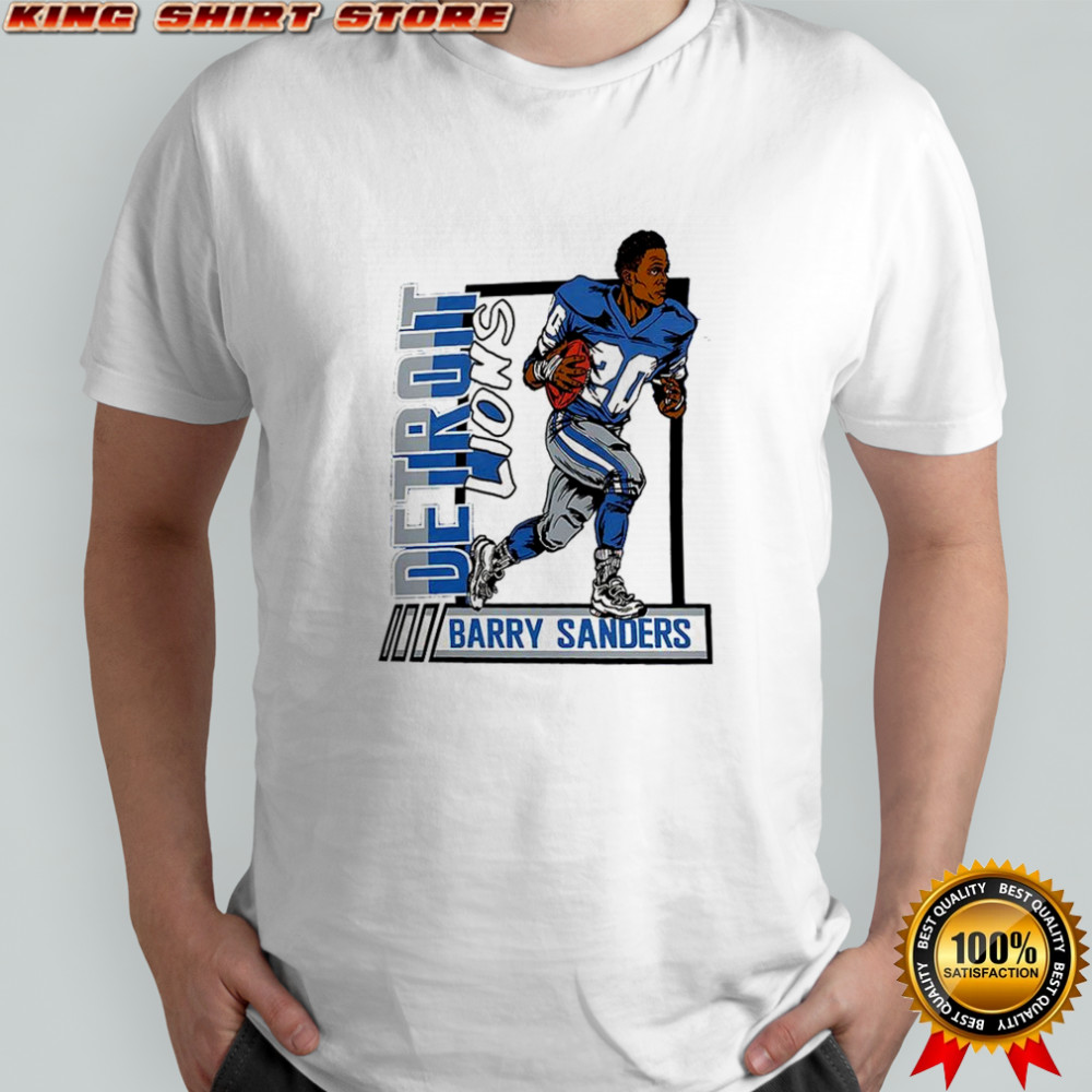 Barry Sanders Blue Detroit Lions football caricature retired player shirt