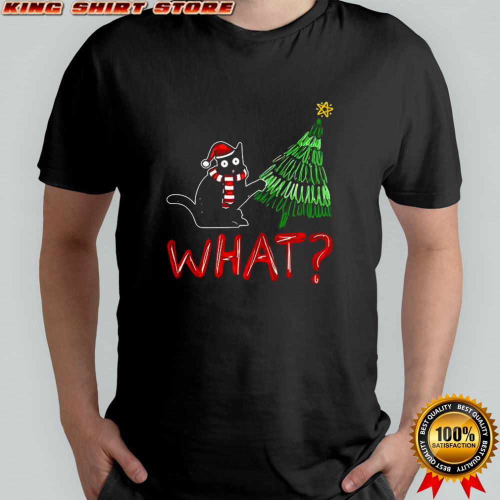 Black Cat What 67 Christmas tree shirt