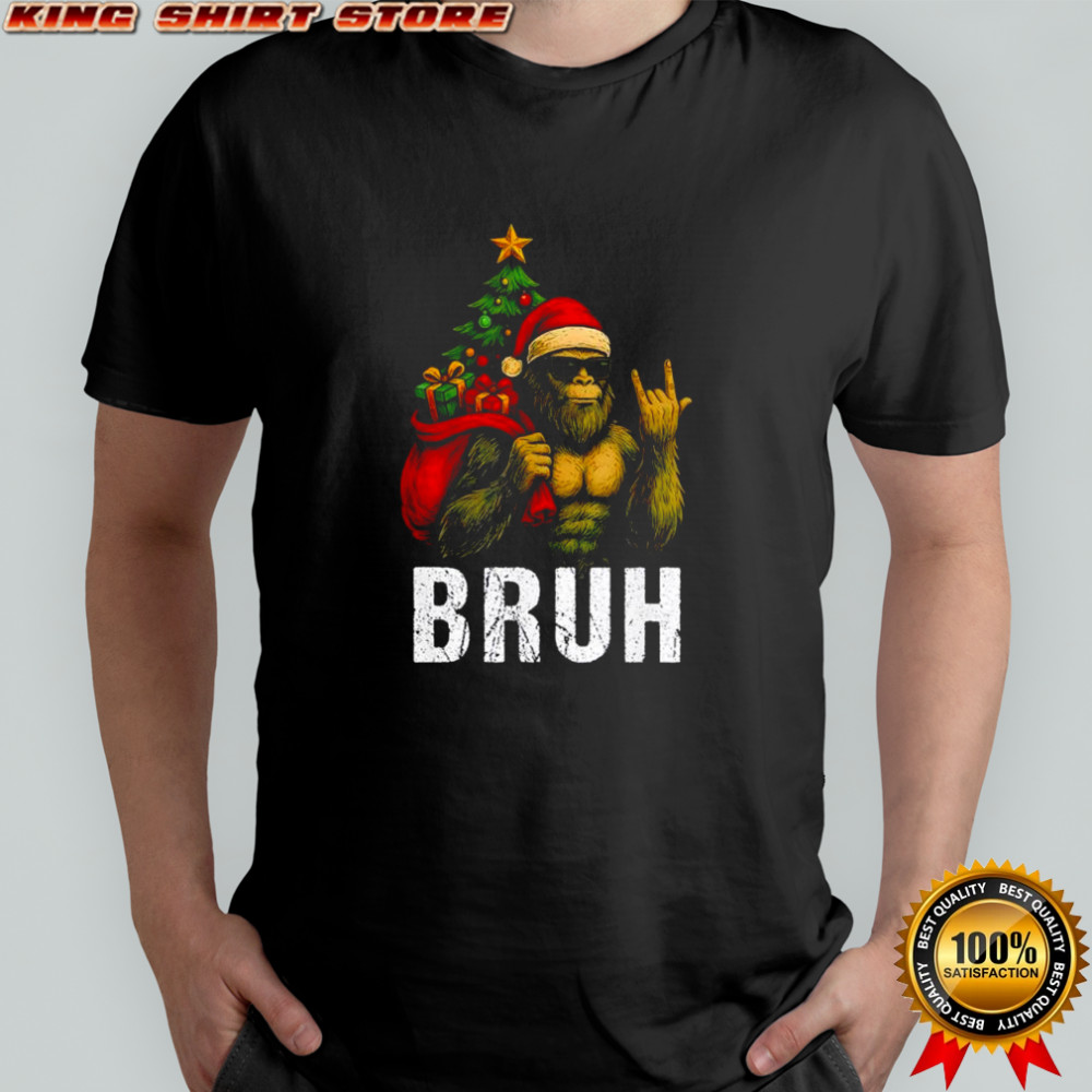 Bruh Bigfoot Christmas Funny Christmas Tree Xmas Sasquatch shirt