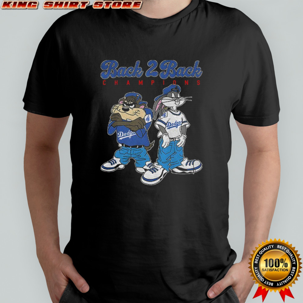 Bugs Bunny Looney Tunes Dodgers baseball back 2 back champions shirt