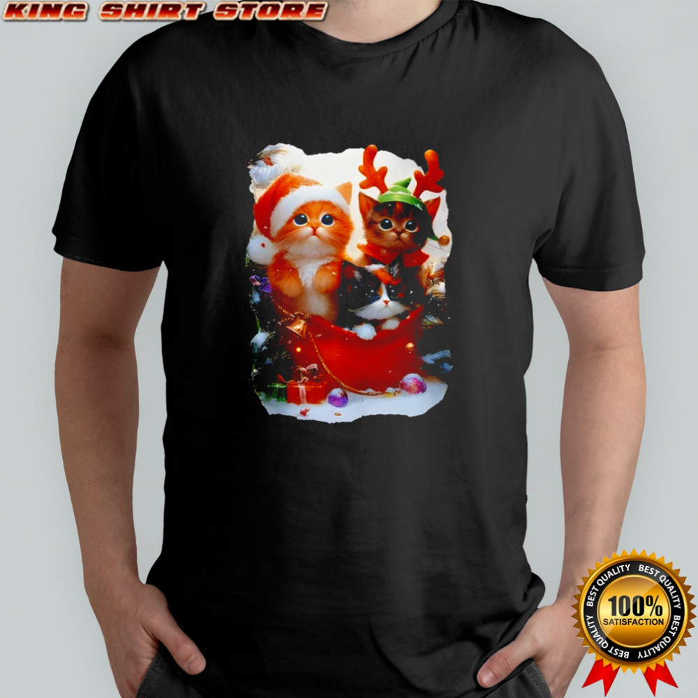 Cat Christmas Light Santa Xmas Decorations Meowy shirt