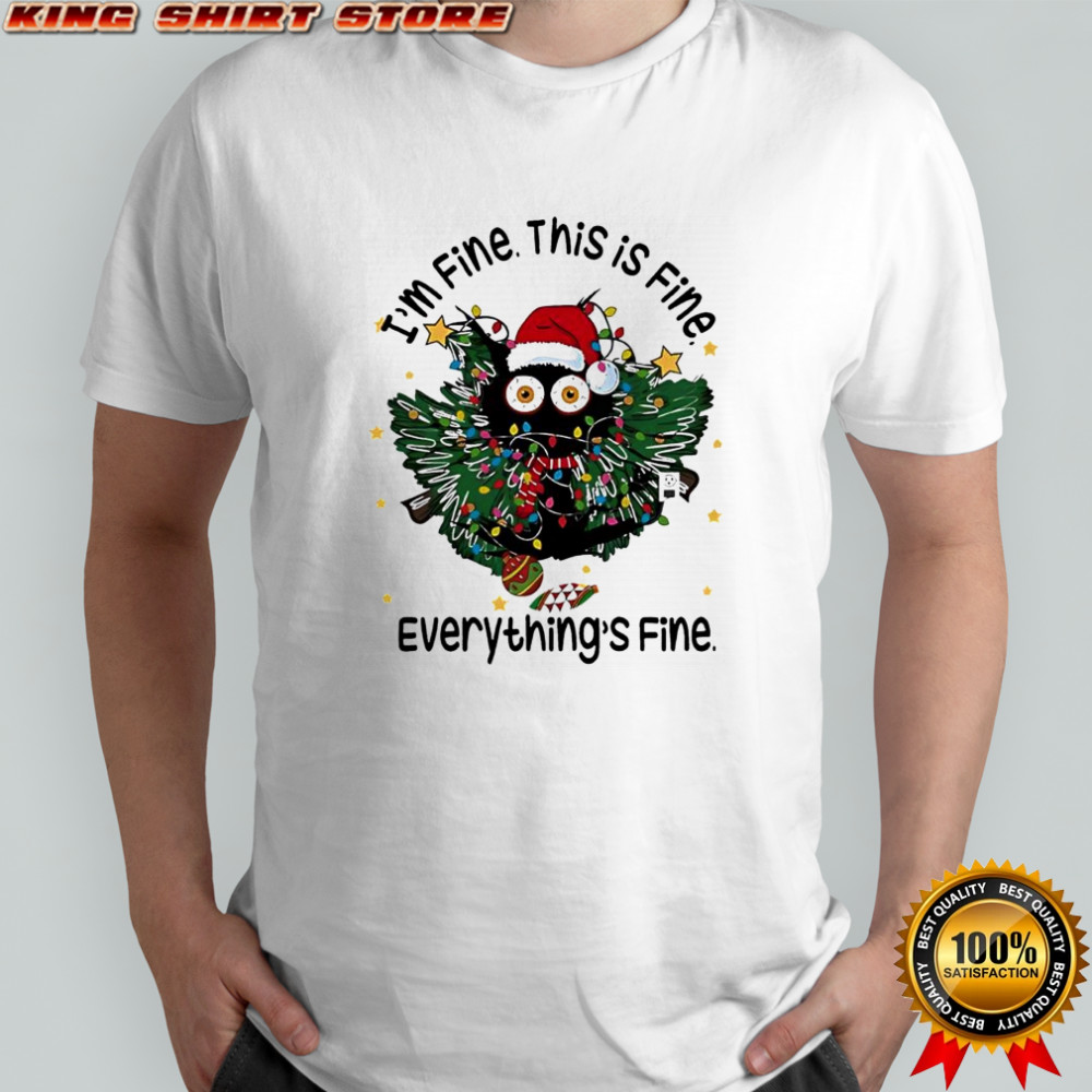 Cat Christmas Monster Festive Lights Wreath Graphic shirt