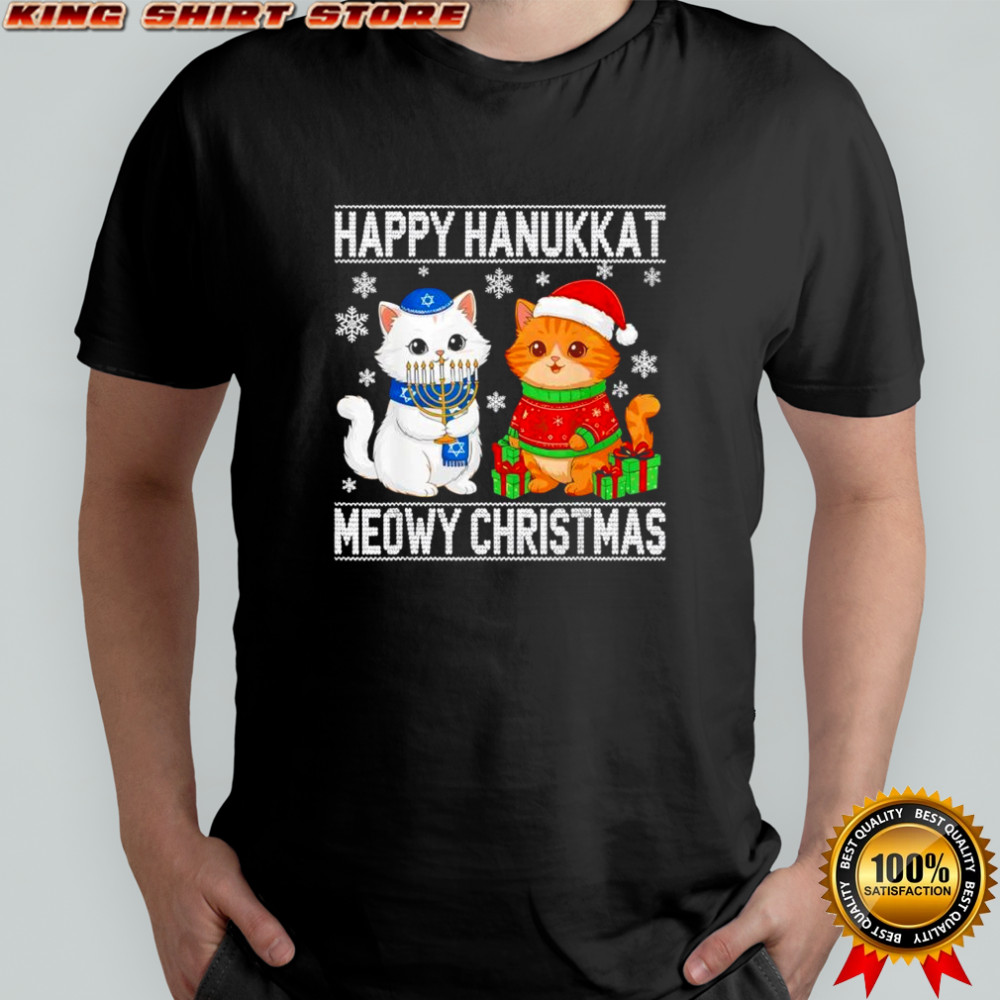 Cat Merry Christmas Happy Hanukkah shirt