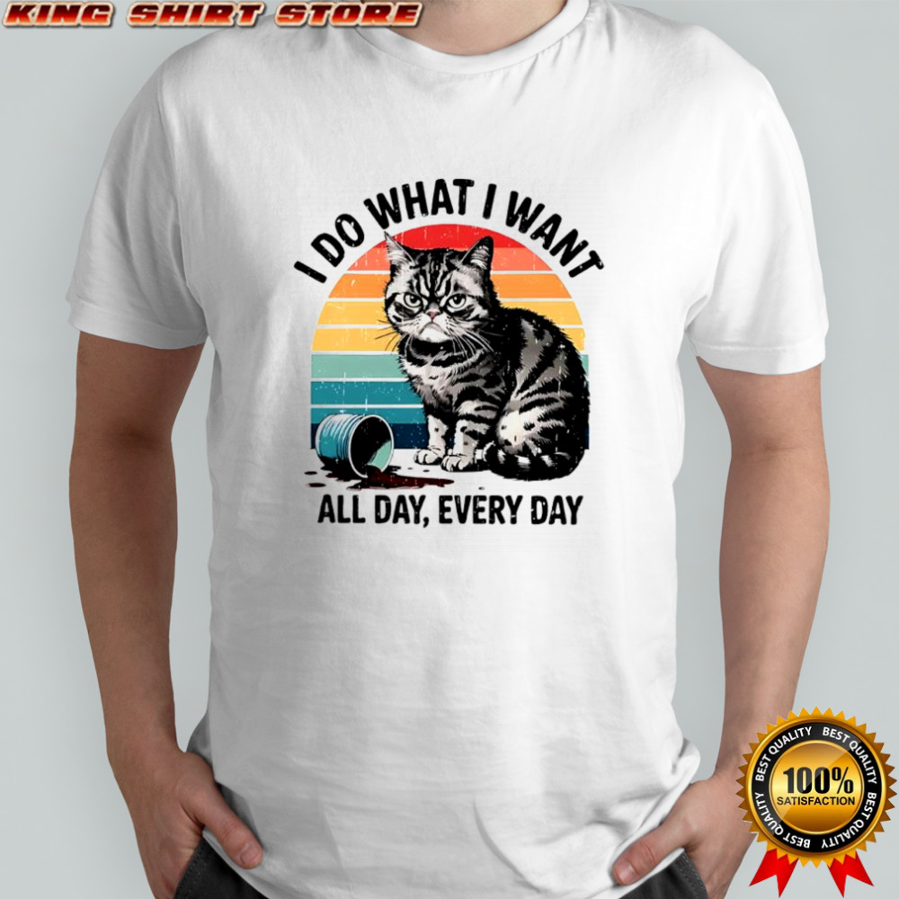 Cat Vintage i do what i want all day every day shirt