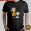 Charlie Brown and Snoopy Santa hat Merry Christmas shirt