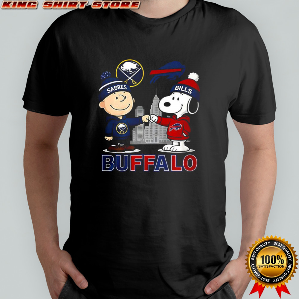 Charlie Brown Buffalo Sabres touch hand Snoopy Buffalo Bills skyline shirt