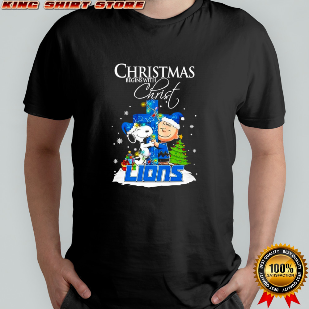 Christmas begins with Christ Detroit Lions x Snoopy and Charlie Brown shirt