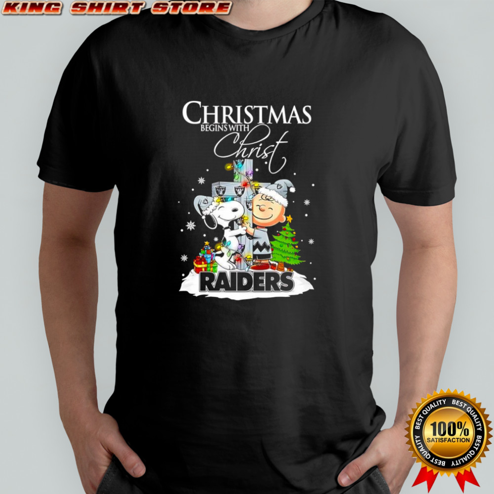 Christmas begins with Christ Las Vegas Raiders x Snoopy and Charlie Brown shirt