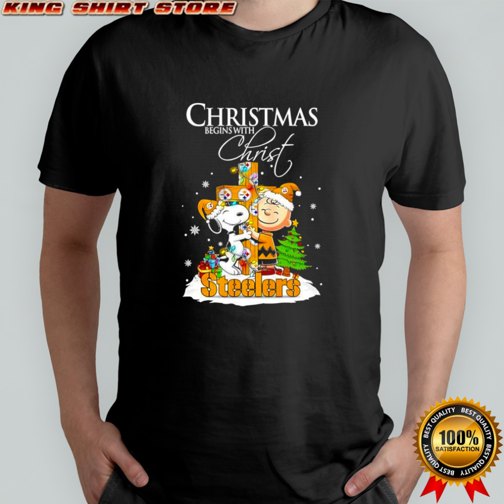 Christmas begins with Christ Pittsburgh Steelers x Snoopy and Charlie Brown shirt