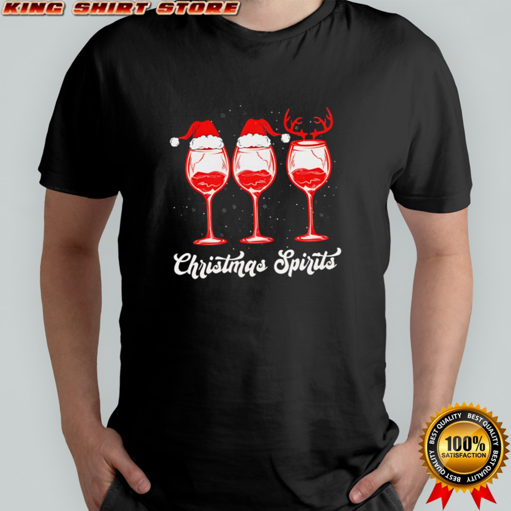 Christmas Spirits Glasses Of Wine Holiday shirt