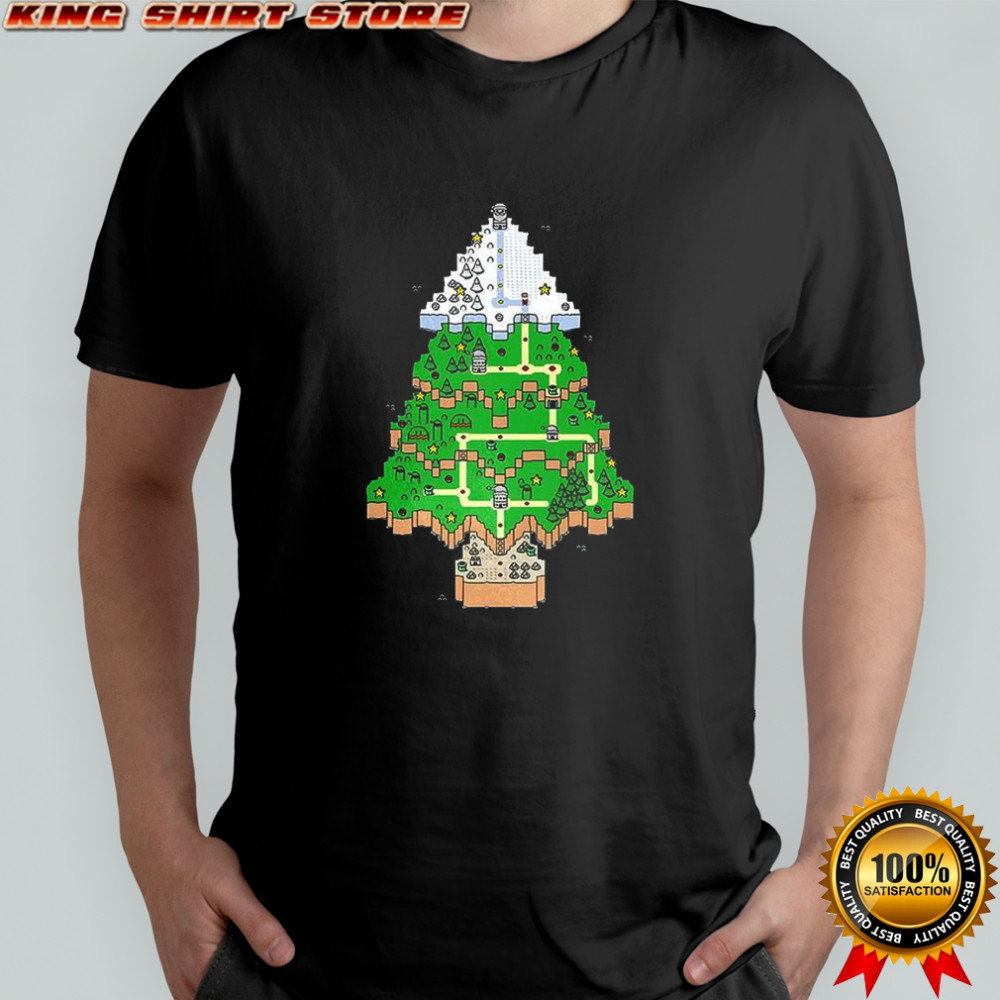 Christmas tree map classic video game world shirt