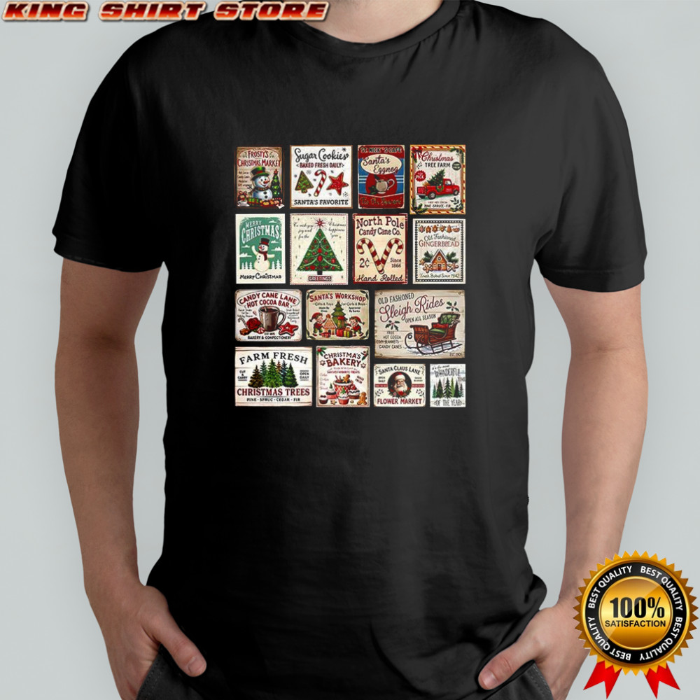 Collection of vintage Christmas stamps shirt