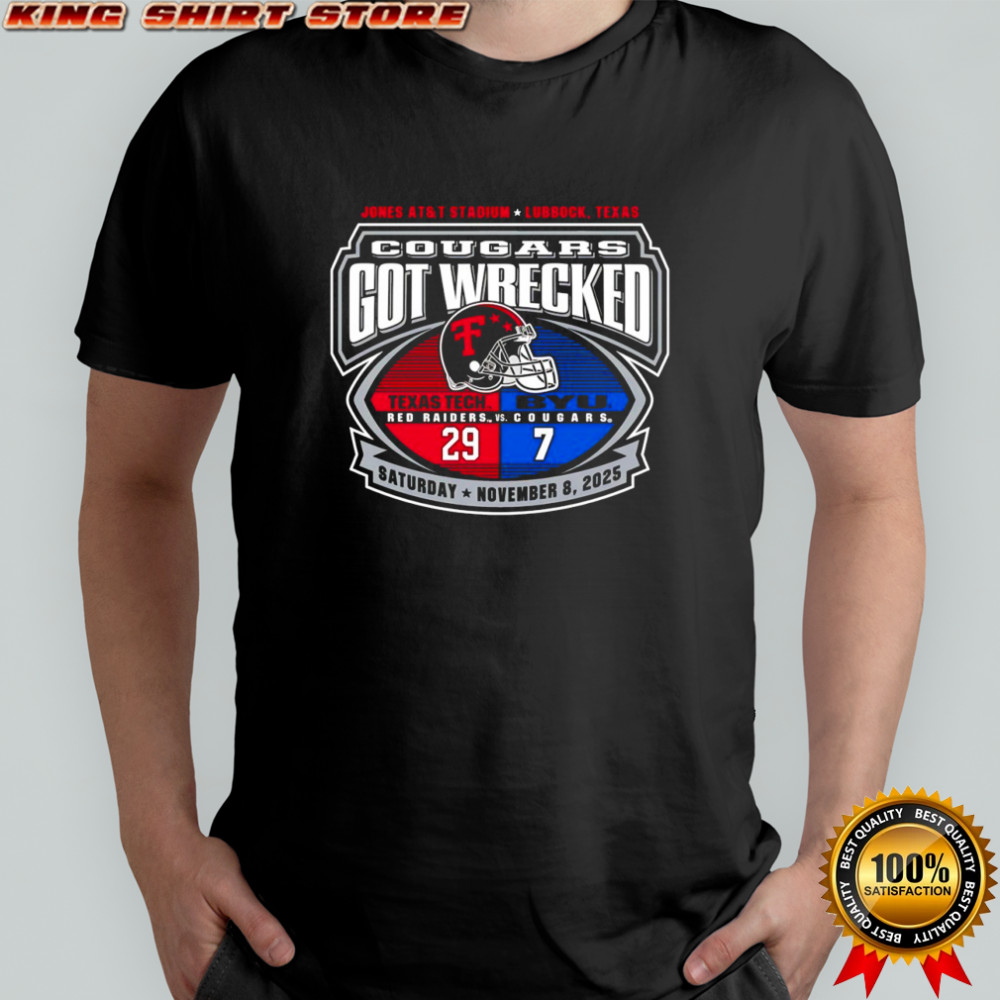 Cougars got wrecked Texas Tech Red Raiders and BYU Cougars 2025 shirt