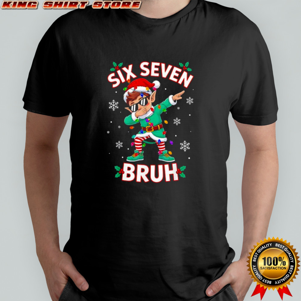 Dabbing Elf Six Seven Bruh Christmas Shirt