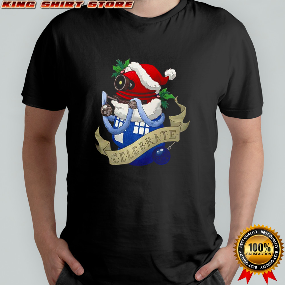 Dalek in Christmas costume Doctor Who celebrate shirt