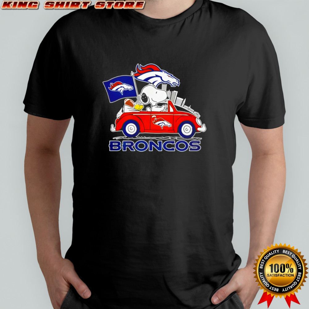 Denver Broncos x Snoopy and Woodstock driving car shirt