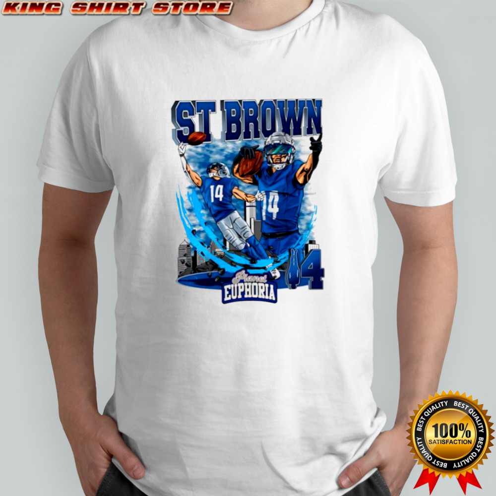 Detroit Lions Amon-Ra St. Brown 14 skyline graphic shirt