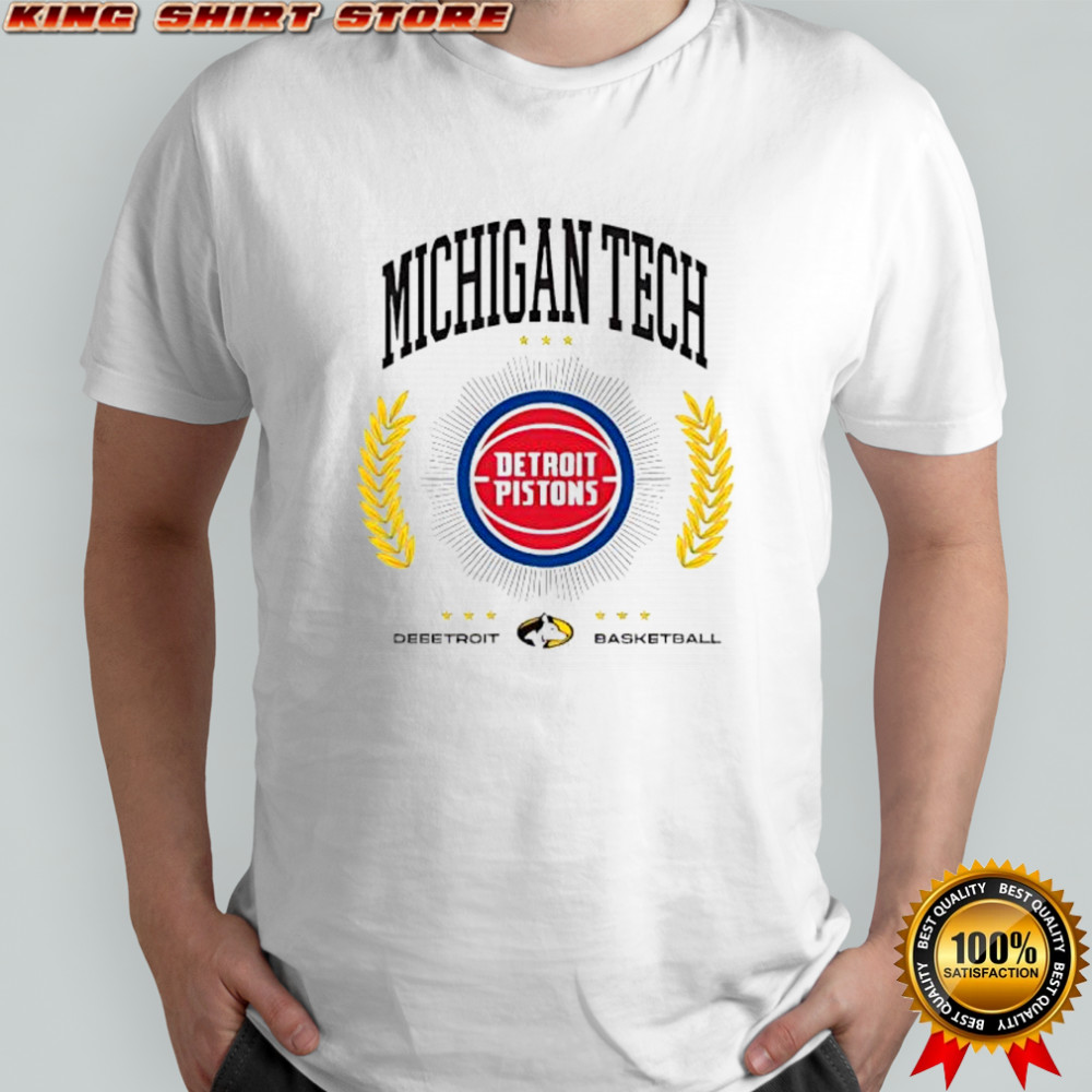 Detroit Pistons and Michigan Tech logos shirt