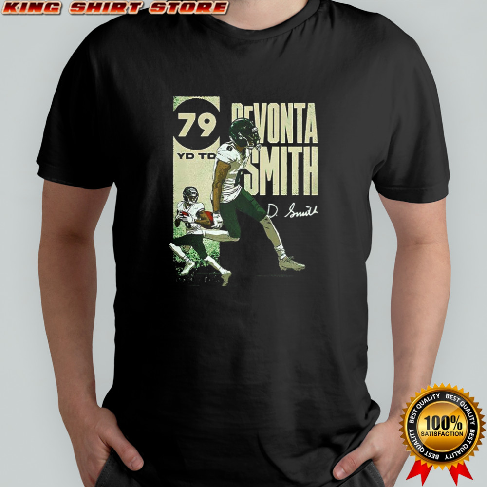 DeVonta Smith Philadelphia Eagles football 79 yard signature shirt