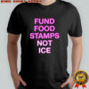 Fund Food Stamps Not ICE pink text shirt
