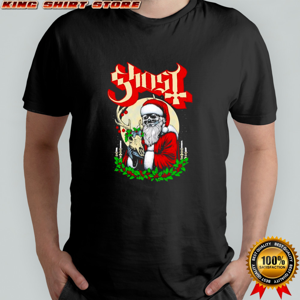 Ghost Father Christmas Santa Skeleton graphic shirt