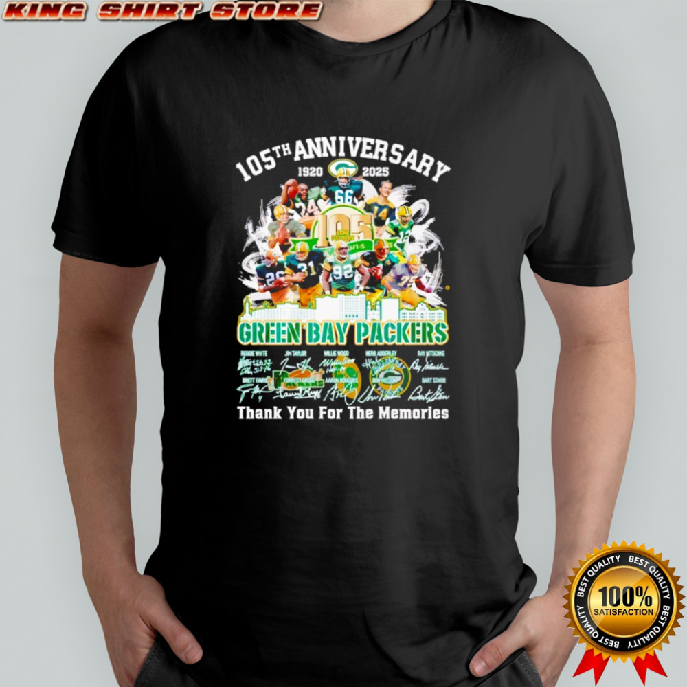 Green Bay Packers 105th Anniversary 1920-2025 thank you for the memories shirt