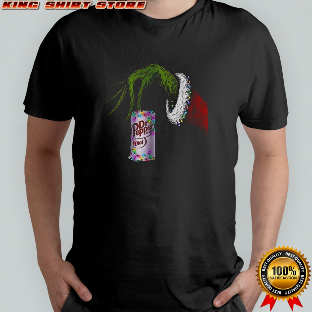 Grinch and Dr Pepper parody Christmas lights Merry Christmas shirt