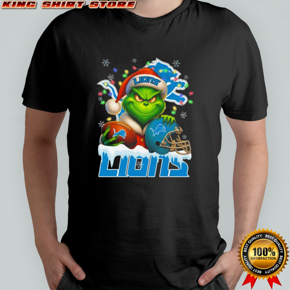 Grinch X Detroit Lions Ball And Helmet Merry Christmas Shirt