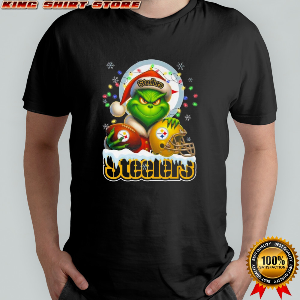 Grinch X Pittsburgh Steelers Ball And Helmet Merry Christmas Shirt