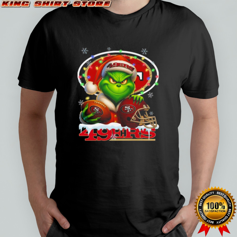 Grinch X San Francisco 49ers Ball And Helmet Merry Christmas Shirt