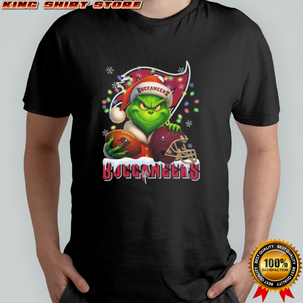 Grinch X Tampa Bay Buccaneers Ball And Helmet Merry Christmas Shirt