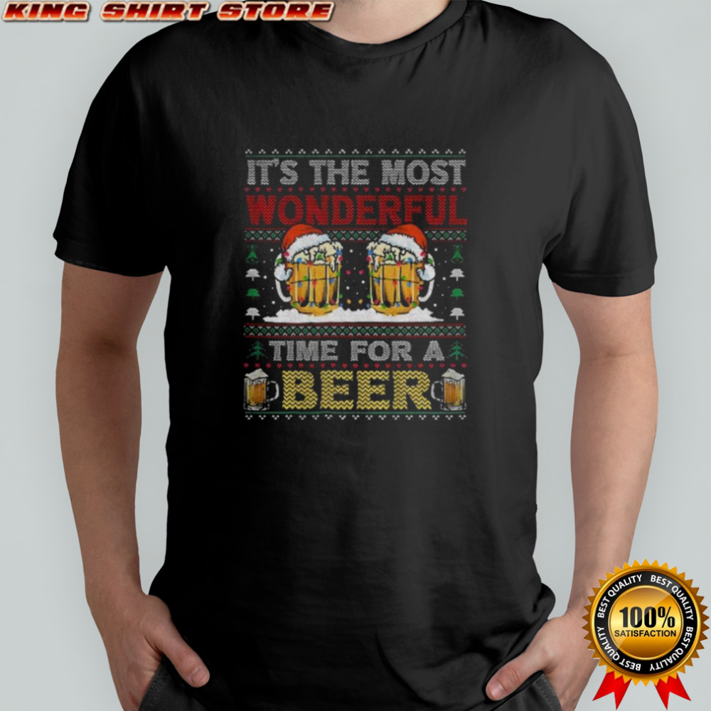 It’s the most wonderful time for a beer Santa Merry Christmas shirt
