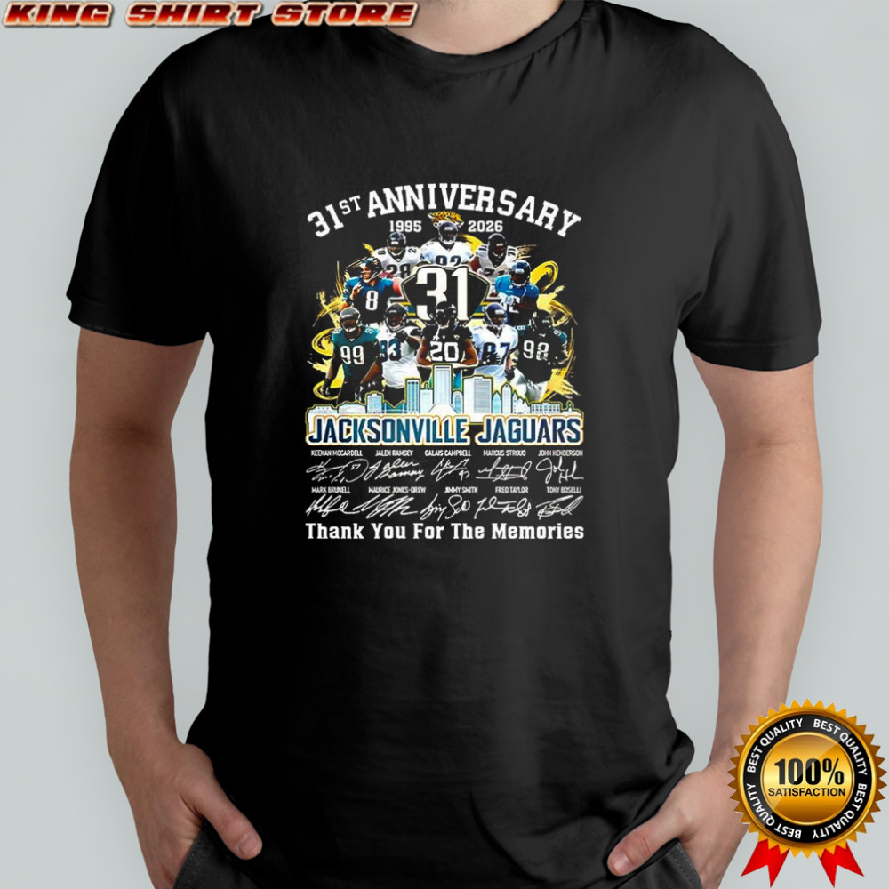 Jacksonville Jaguars 31st anniversary 1995 2026 thank you for the memories player signature shirt