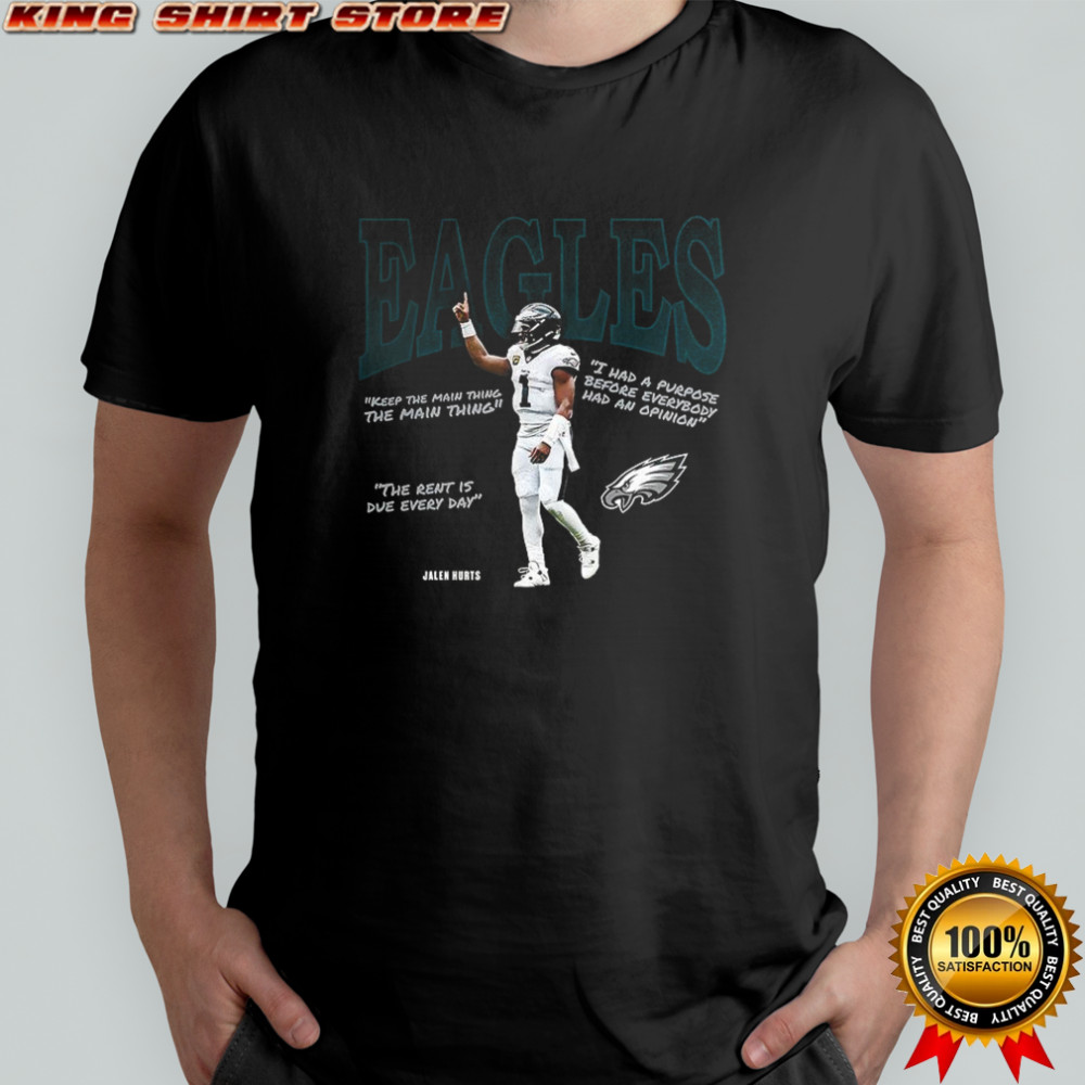 Jalen Hurts Philadelphia Eagles football the rent is due every day player quotes shirt