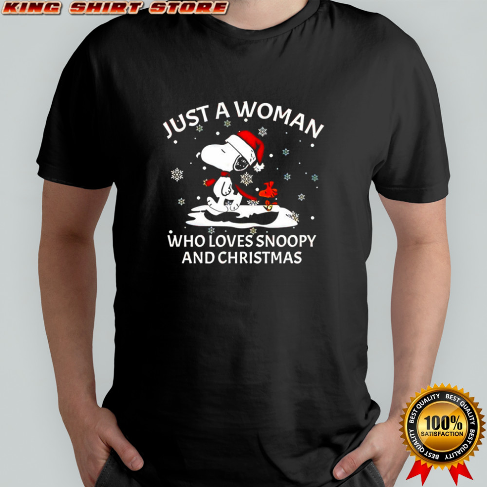 Just a woman who loves Snoopy and Christmas shirt